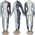 thumbnail image 4 of Itsame Sweatsuits 2pcs Sets for Womens Long Sleeved Sweatshirt and Pants Printed Tie Dyeing Stand-Up Collar Women Athletic Outfit Sets Gray Size 2XL, 4 of 9