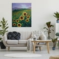 thumbnail image 2 of Sunflower Field Distant Mountains Landscape Painting Gallery Wrapped Canvas Print Wall Art, 2 of 7