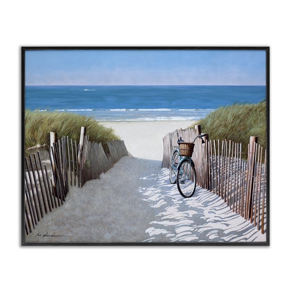 Stupell Industries Traditional Beach Pathway and Bicycle Black Framed Giclee Art, 14 x 11, by Zhen-Huan Lu