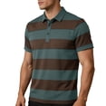 thumbnail image 2 of ZOYOEN Mens Striped Polo Shirts with Pocket- Casual Regular Fit Short Sleeve Classic Summer Business Shirts Green Size XL, 2 of 8