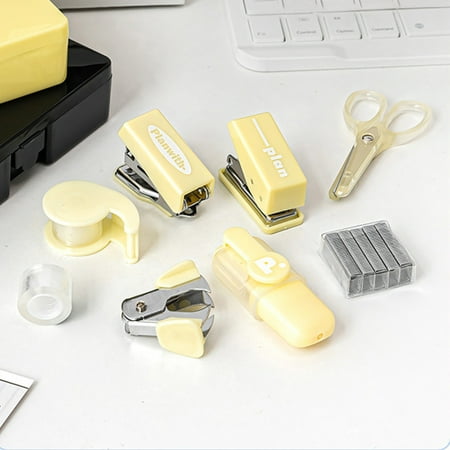 

Menrkoo Tool Box Efficiency Set High Level Portable Punch Stapler Tool Box Set Yellow 10.6X8.9X2.8Cm