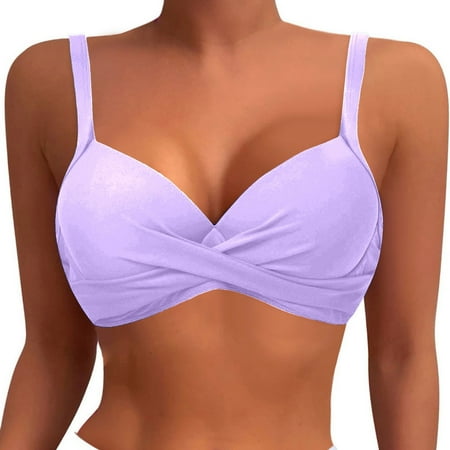 ANINEO Women Swimwear Underwire Bikini Tops Push Up Swim Tops Bra Padded Swimsuit Tops 2025 Bathing Tops Breathable Hawaii Summer Tropical Brazilian Beachwear