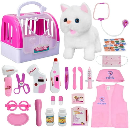 LINXUXIE Doctor Kit for Kids, Pretend Play Pet Doctor Set for Toddler, Birthday Gifts for 1-3 3-5 5-8 Year Old