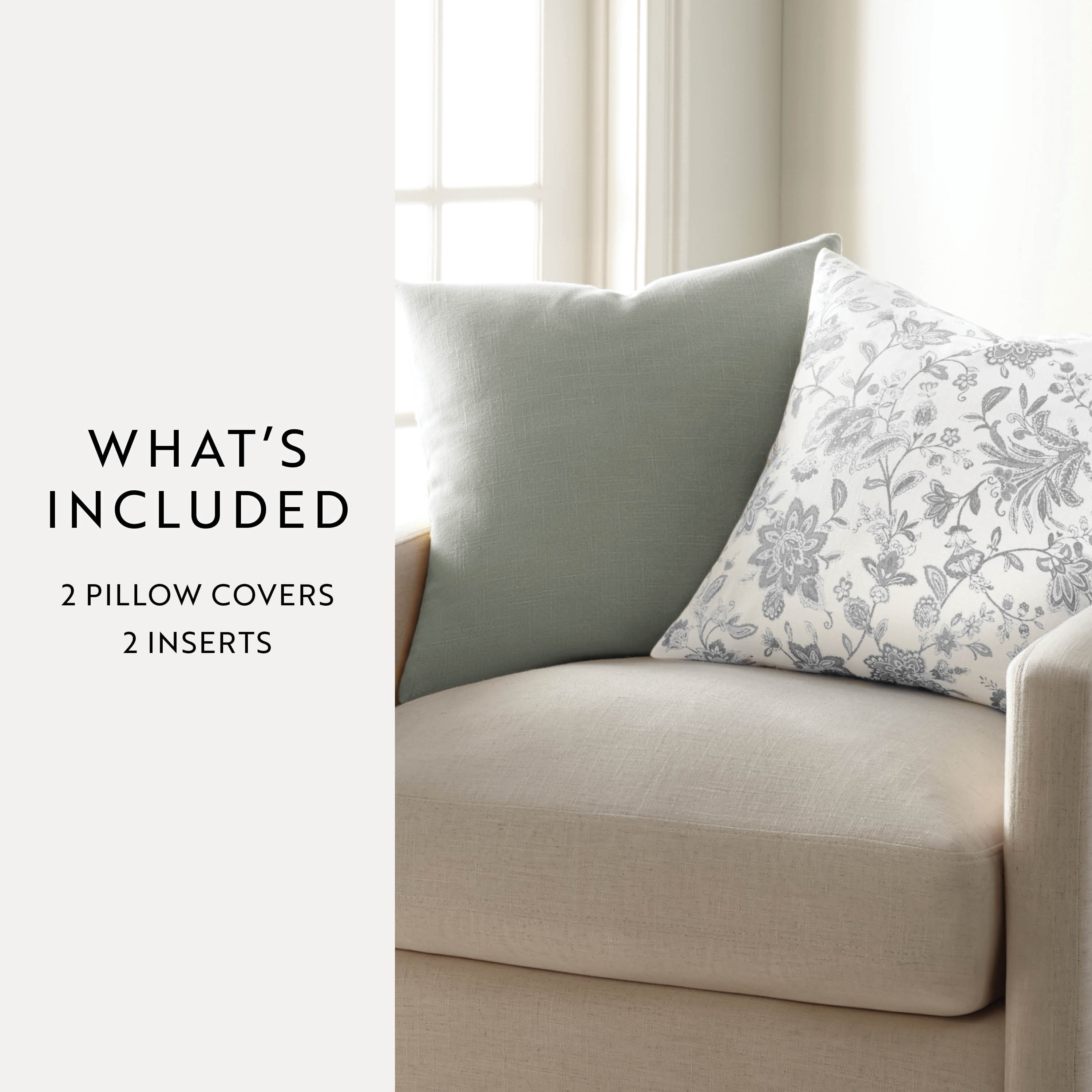 Noble Linens 2-Pack Cotton Slub Decor Throw Pillows - Jacobean Gray