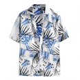 thumbnail image 1 of Camisas Oversize Hombre Camisa de manga corta con solapa y hebilla de bolsillo con impresión digital 3D para hombre (Blue, XXL), 1 of 3
