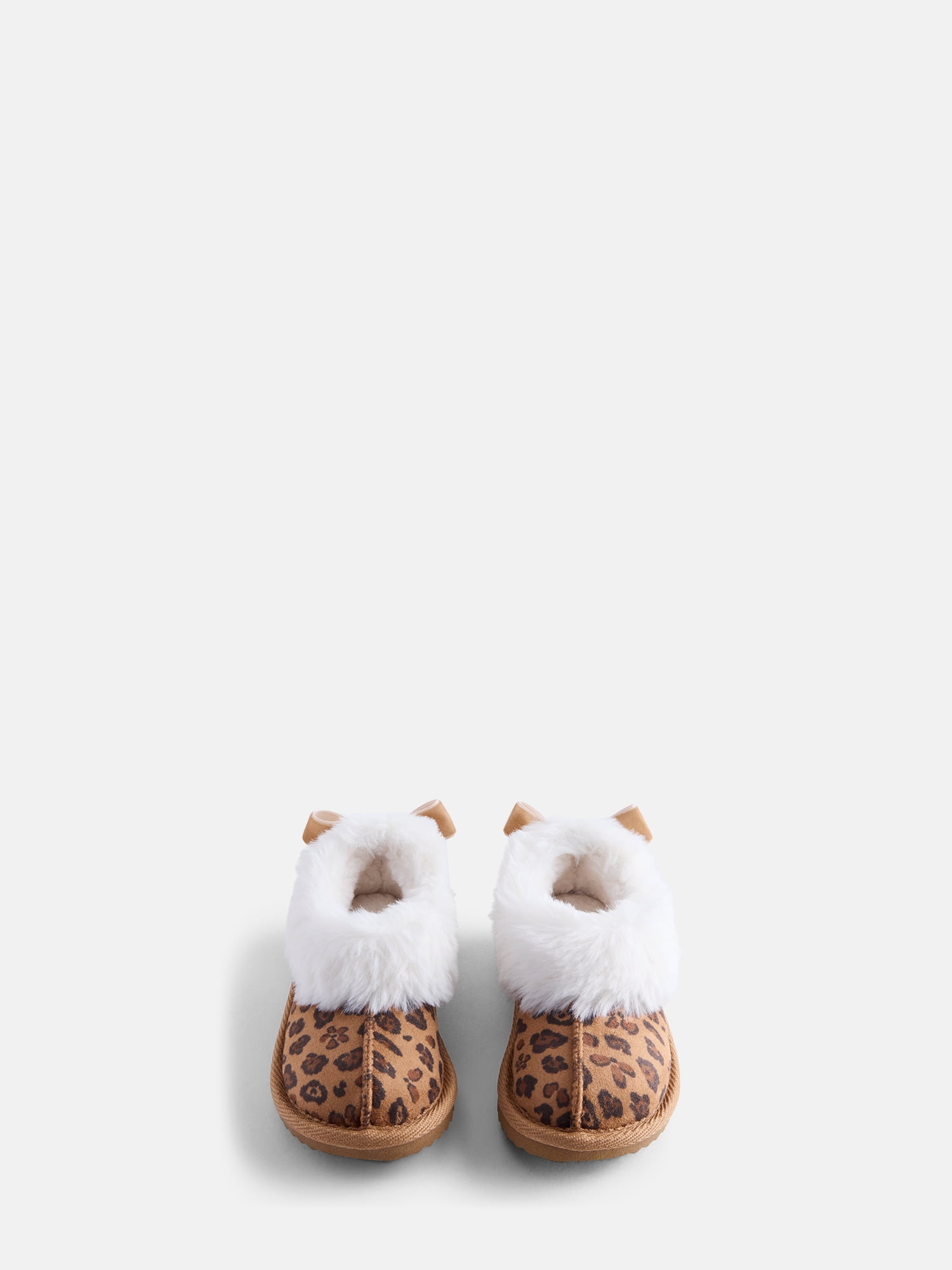 Wonder Nation Baby, Toddler, Little and Big Girls Faux Fur Trim Slippers