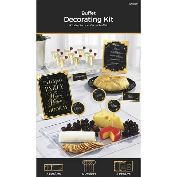 Various Gold Birthday Words Sparkling Celebration Buffet Decorating Kit (12pc)