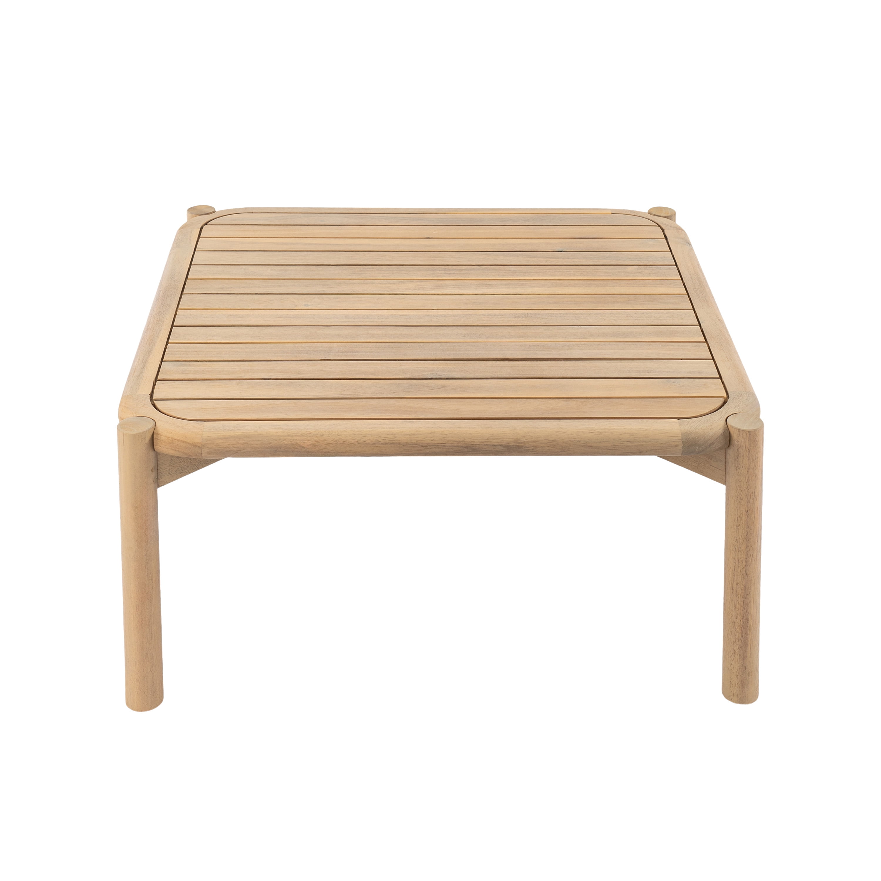 Garitin Outdoor Coffee Table and Acacia Wood Patio Table 27.5 Inch, Weather Resistant Center Table with Slatted Top for Garden Deck, Light Teak