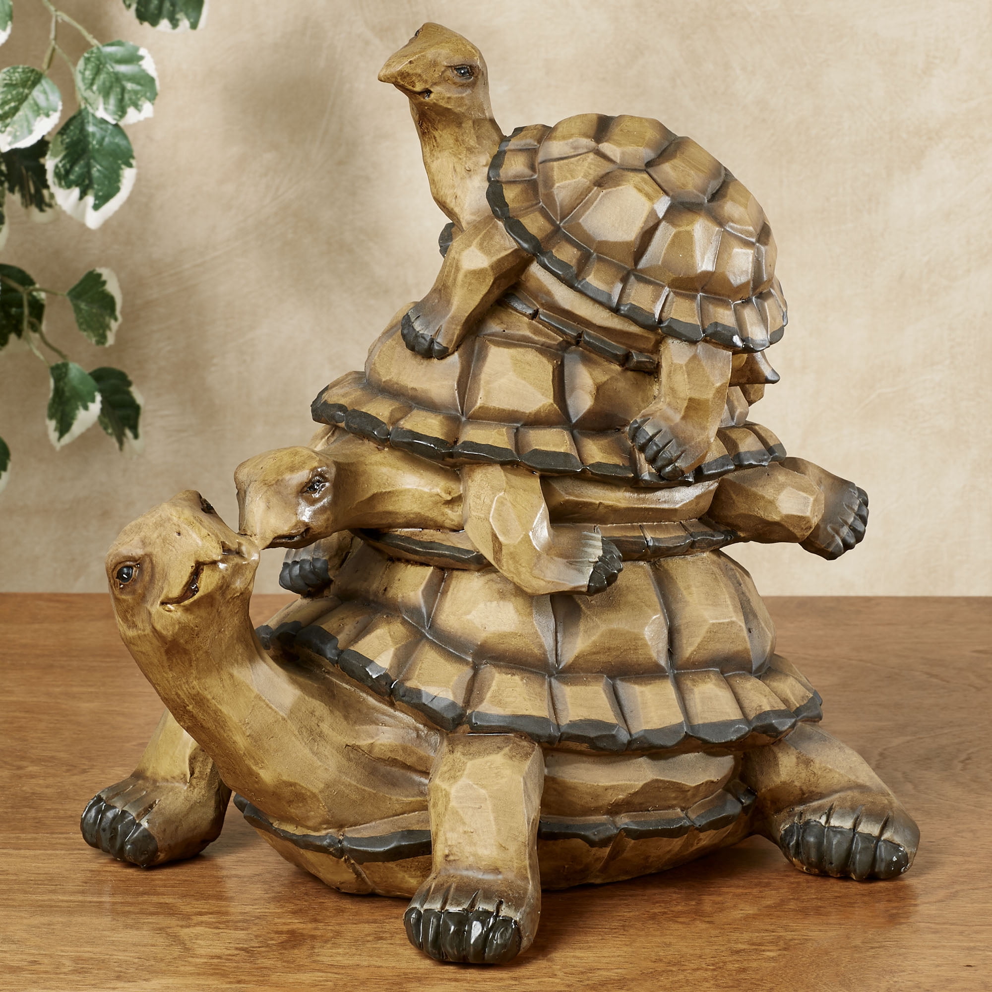 Indoor Outdoor Turtle Family Garden Sculpture Earth Tones 13”Wx10”Dx13”H