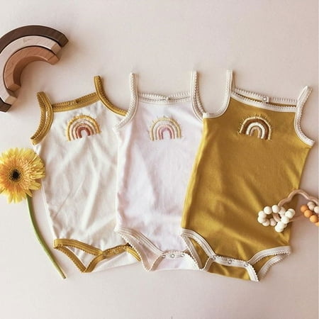 

0-24M Newborn Baby Girls Romper Rainbow Sleeveless Jumpsuit Summer Baby Clothes
