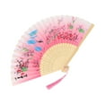 thumbnail image 2 of Antique Chinese Folding Fan, Traditional Dance Handheld Fan With Floral Design, Bamboo Crafted Fan For Cultural Events & Home Decor For Teens & S, 2 of 7