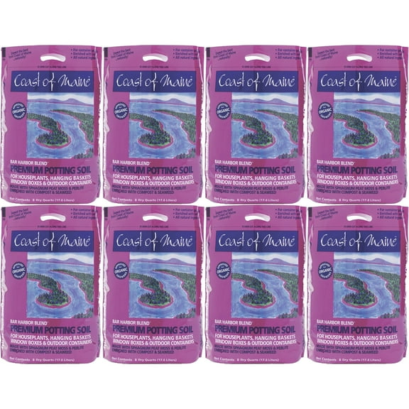 Coast of Maine Bar Harbor Blend Organic Potting Soil, 8 Quart Bag (8 Pack)