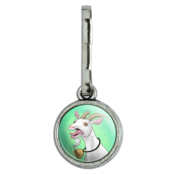 Screaming Goat Antiqued Charm Clothes Purse Suitcase Backpack Zipper Pull Aid