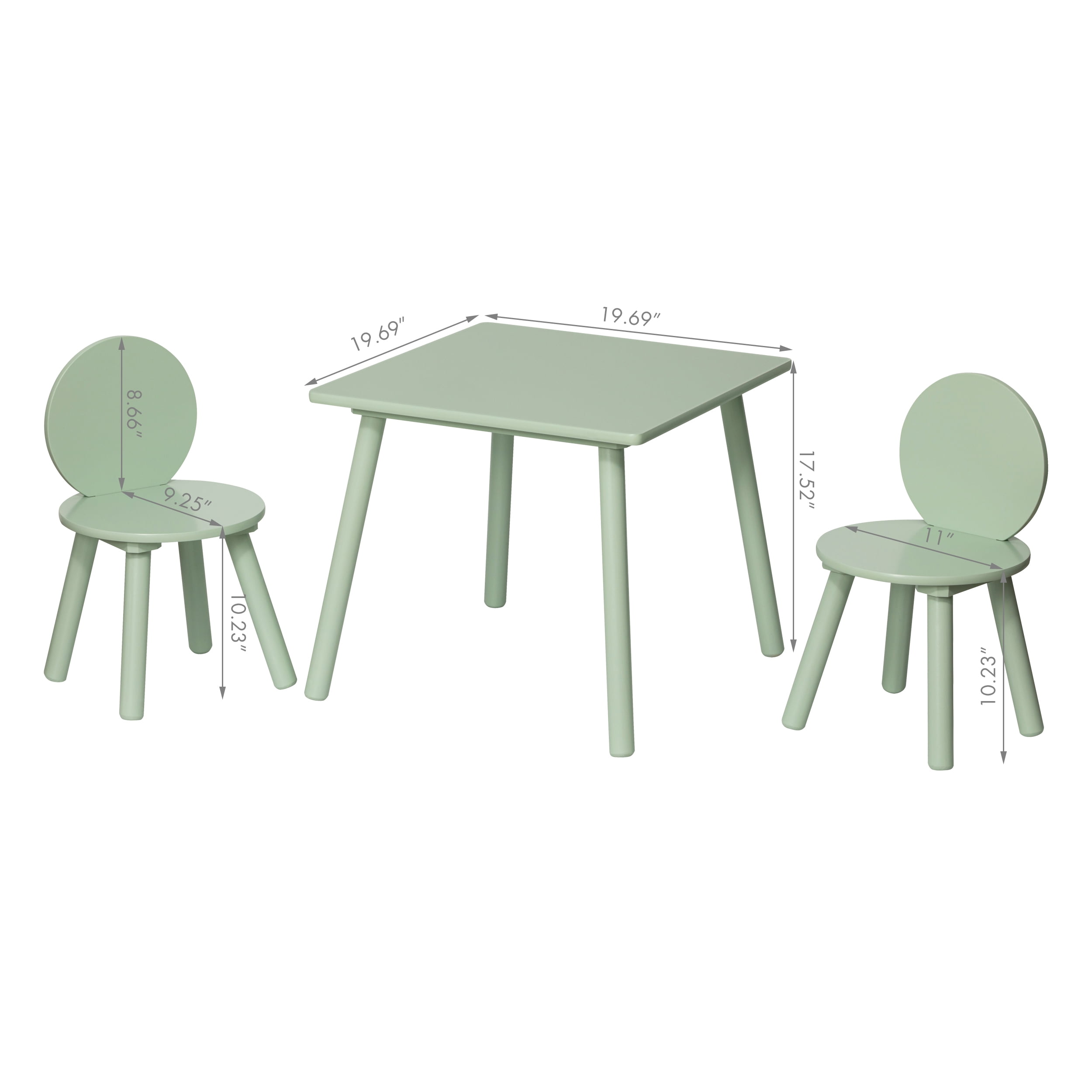 STAROUS 2-in-1 Kids Table with 2 Chairs Set, Mint Green