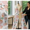 thumbnail image 5 of Soimoi White Cotton Poplin Fabric Leaves & Peach Floral Watercolor Printed Fabric 1 Yard 56 Inch Wide, 5 of 7