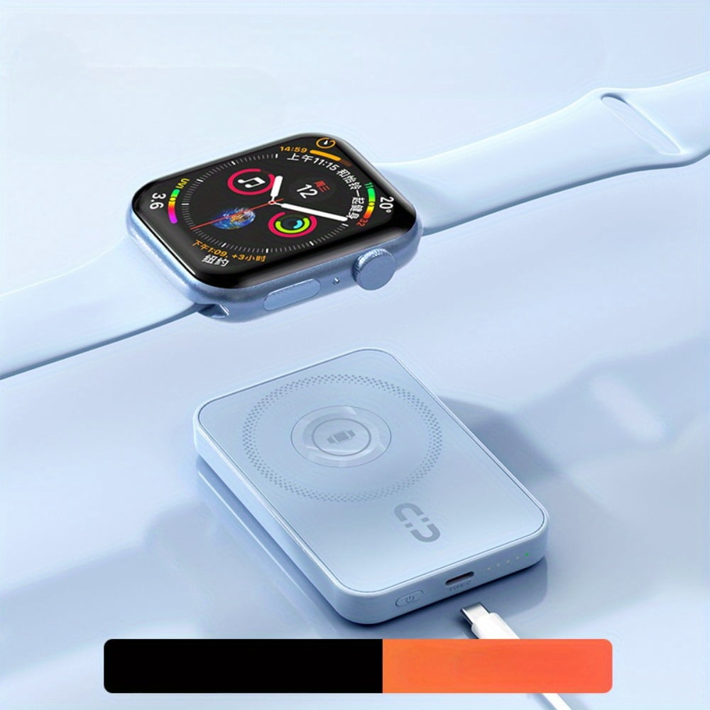 A 2-In-1 Portable Charger with a 10000Mah Capacity, Designed for Both for iphone And for apple Watch. It Features Magnetic Wireless Charging with 20W PD Fast Charging Through USB-C