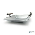 thumbnail image 3 of ELYON 13" Square Serving Tray with Horn Handles, Silver Handmade Platter, 3 of 6