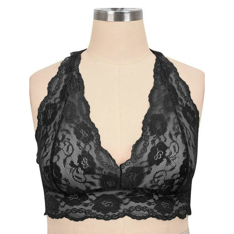 3XL 5XL Plus Size Lace Bralette Halter Bra And G String Set From Ipinkie,  $9.5