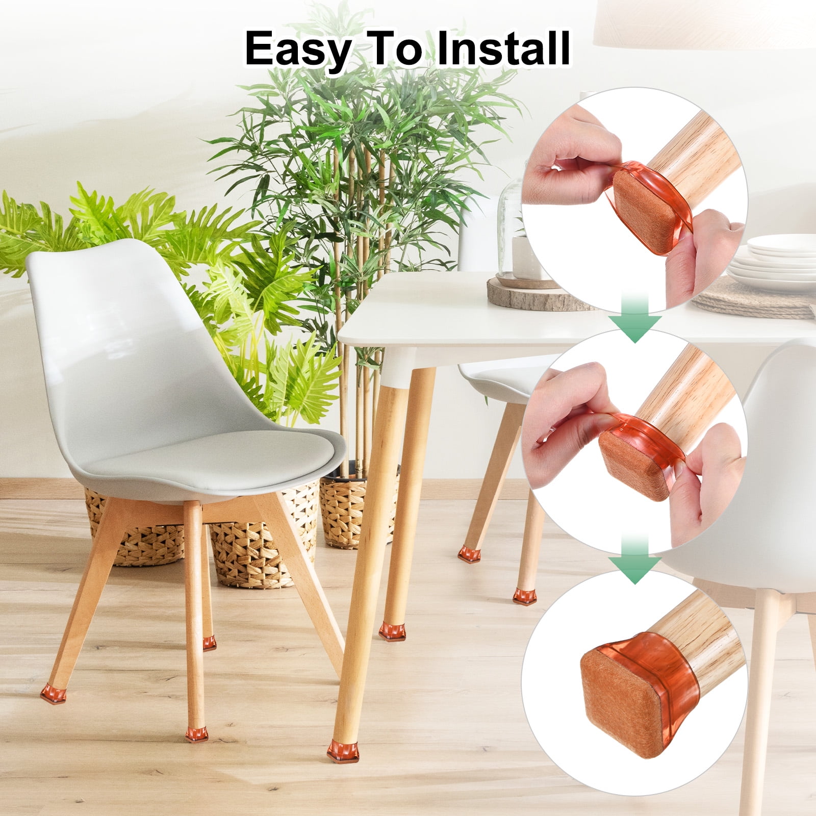 Uxcell 16-Pack Chair Leg Floor Protectors, Fit 1.1-1.5" Silicone Pads with Felt Pads Furniture Leg Covers for Hardwood Floors