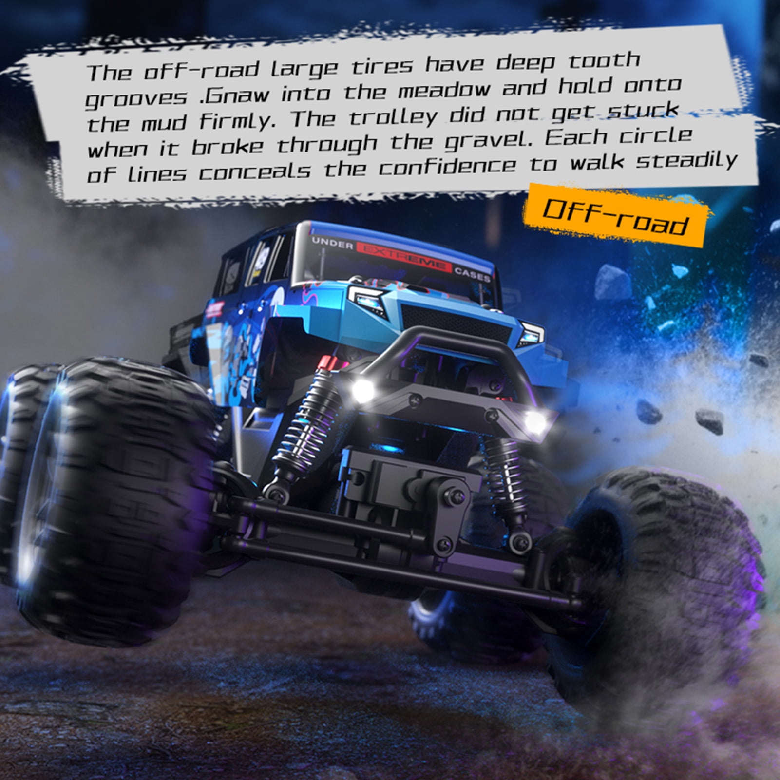 Off Road RC Car Rc 1/18 RC Car, 2.4G 4WD 29KM/H High Speed Remote Control Truck, All Terrain Off Road Vehicle with LED Lights