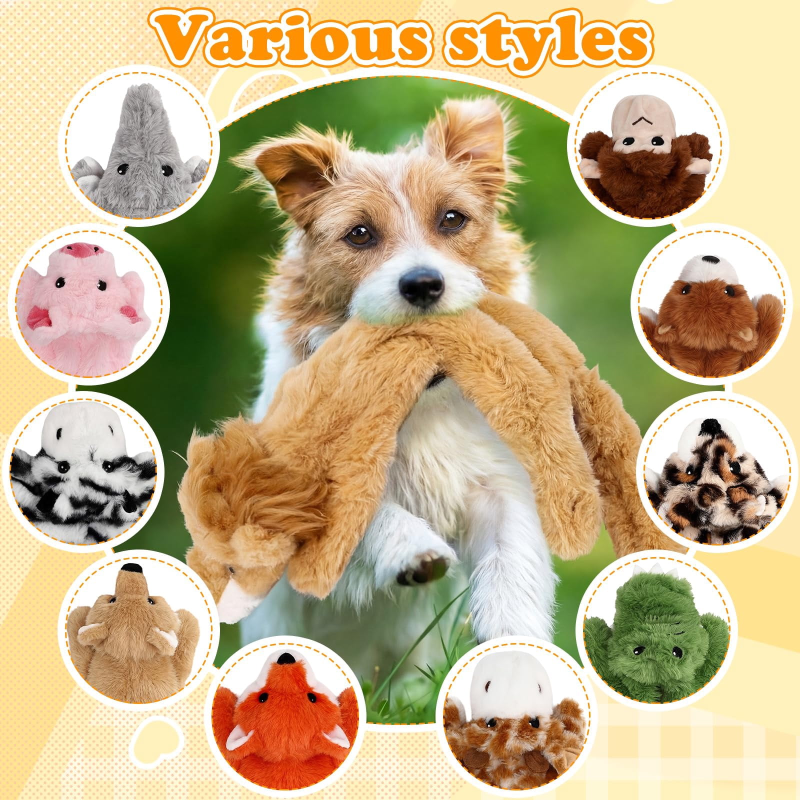 10 Soft Dog Squeaky Toys No Stuffing Crinkle For Aggressive Chewers Durable Plush Puppy Squeak Animals Small Medium Large Pets  10 Styles (cute Style)