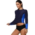 thumbnail image 2 of BeautyIn Women Long Sleeve Rash Guard Swimsuit Colorblock Swim Shirts, 2 of 6