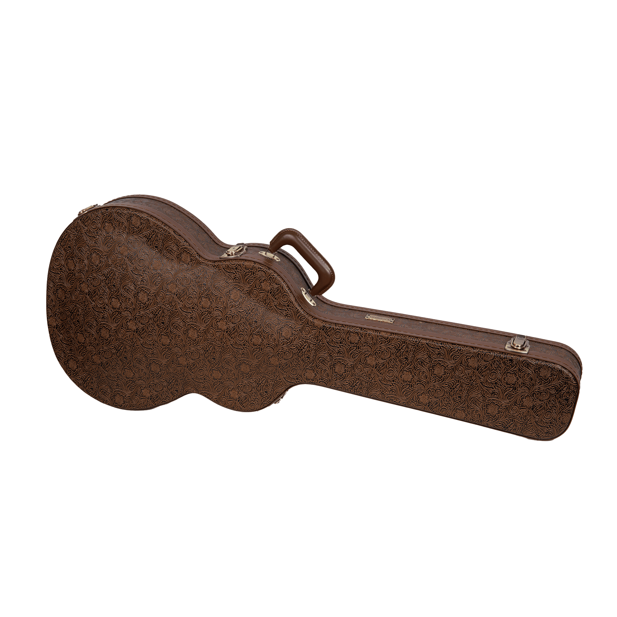 Crossrock Designer Series Case fits 335 Style 6-string Semi-Hollow Electric Guitars- Security Lock, Metal Feet, Storage Space- Blossom Brown