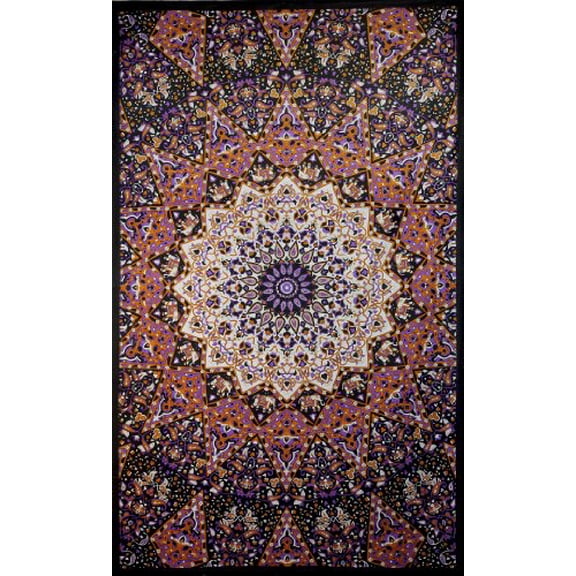 Sunshine Joy Glow In The Dark India Star Mandala Tapestry