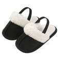 thumbnail image 4 of Quealent Baby House Slippers Toddlers Infants Fuzzy Slippers 0-18 Months Boys Girls Cozy Fleece Shoes with Heel Strap Black for Size 3.5, 4 of 7