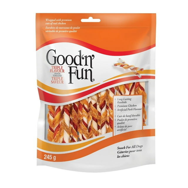Good'N'Fun Triple Flavour Twists with Real Chicken for All Dogs, 9 Ounces