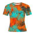thumbnail image 5 of LEKWK Short Sleeve Crop Tops for Women Loose Fit Floral Printed Casual Shirts Crew Neck Lightweight Comfy Summer Tops Fashion Beach Vacation Outfits, 5 of 5