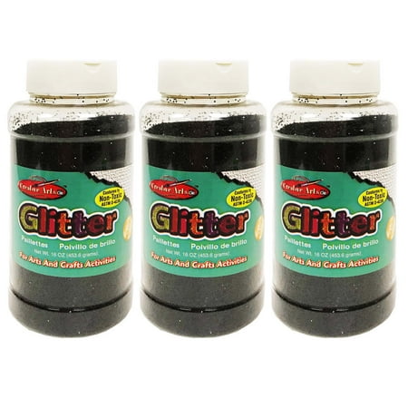 UPC: 0194629004300 | Charles Leonard Creative Arts Glitter 1 lb. Bottle Black Pack of 3