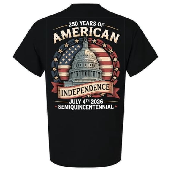Patriot Pride Men's Graphic T-Shirt - 250 Years of American Independence, Semiquincentennial White House Design-Black-Small