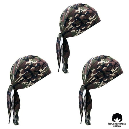 Cotton Reversible Beanie - Elephant Brand Doo Rag 100% Cotton - Skull Cap Beanie for Cycling - Head Wrap Pack of 3 (Skulls)