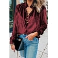 thumbnail image 1 of Women's Biking Red Frilled Neck Buttoned Front Velvet Top, 1 of 5