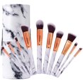 thumbnail image 1 of Professional Marble Makeup Brush Sets Portable Cosmetic Brush for Loose Powder, Contour, Shadow, Eye Shadow and Foundation, with PU Brush Holder, 10 Pieces, 1 of 5