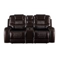 thumbnail image 2 of Motion Loveseat with Leatherette Upholstery and Diamond Tufts, Brown, 2 of 5