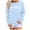 Light Blue, variant on Women's Blouses Dressy Casual Winter Fall Loose Fit Crewneck Long-sleeved Bubble Cuff One Shoulder Zipperless Graphic Pullover Ribbed Knit Tops Top(Grey,XL)
