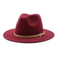thumbnail image 3 of Dailypoc Women’s Western Panama Hat - Classic Retro Wide Brim with Roll-Up Buckle Belt, Stylish Cowgirl Look, Adjustable Fit, Ideal for Outdoor Events & Casual Outfits,Wine,M, 3 of 5
