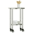 thumbnail image 2 of vidaXL Kitchen Work Table with Wheels 55x30x85 cm Stainless Steel, 2 of 5