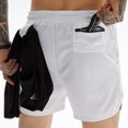 thumbnail image 5 of Bañador de 2 piezas para hombre, pantalones cortos de playa de secado rápido con bolsillos, para uso deportivo y para llevar toallas, 5 of 5