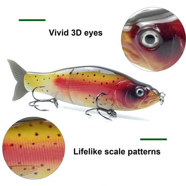 LIXADA 6.5 in / 2.2 oz Sinking Fishing Lures Glide Bait Hard Body with Soft  Tails Slide Shad Lures with Treble Hook Life-Like Swimbait Fishing Bait 3D  Eyes Artificial Baits Crankbait Fishing