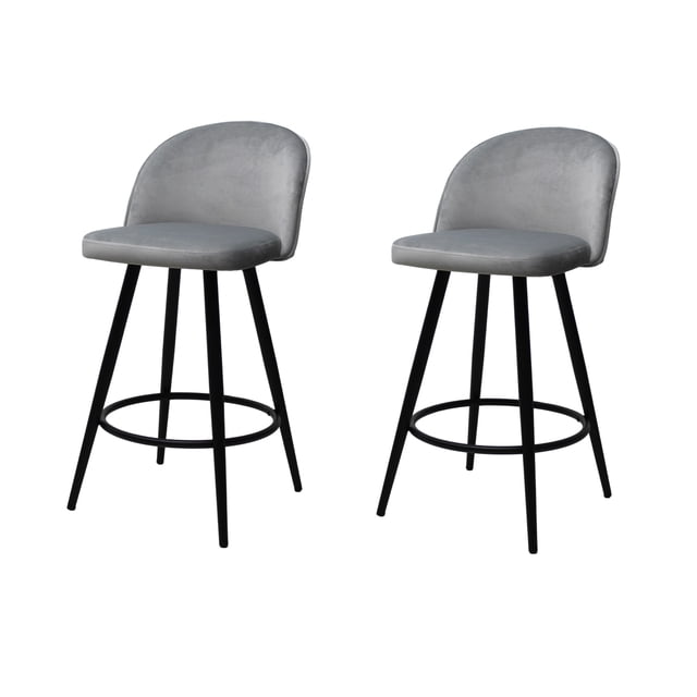 Set de 2 Bancos Periquera Avila para Barra de Cocina o Bar, Madera y Metal Plata MUNDO IN BANC0903741PLATA