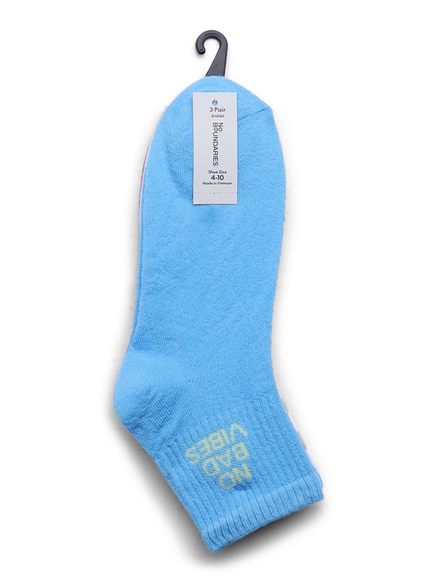 No Boundaries Ankle Socks, 3-Pack, Women's, Size 4-10