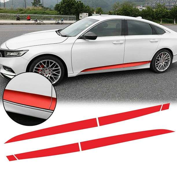 Xotic Tech 6pcs Red Vinyl Car Door Side Stripe Sticker Lower Door Panel