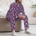 thumbnail image 7 of Susaid Skull Flower Print Men's Long Sleeve Pajama Set, Two-Piece Button-Down Loungewear PJs Set, Comfortable Sleepwear for Relaxation-X-Large, 7 of 7