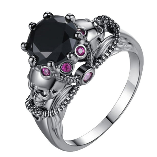 Anillos Retro Vintage para Halloween, anillo de cristal con forma de calavera dorada para mujer y hombre, regalo de joyería nupcial tallado a la moda Wmkox8yii fajkfhkj2218