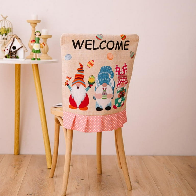 Dining Chair Back Covers Happy Easter Bunny Easter Gnome Vase Printed Chair Covers Chair Slipcovers Protective Covers for Holiday Party Festival Decoration Walmart