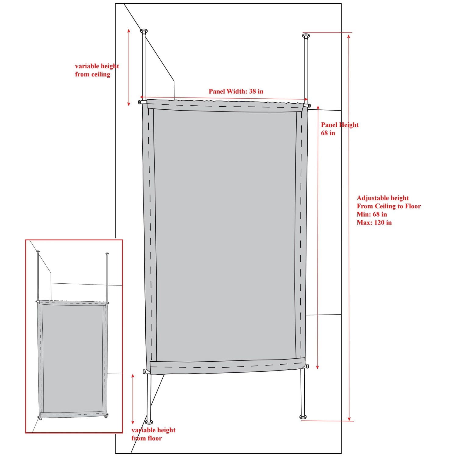 Versailles' Bamboo Wood Privacy Panel 38in x 68in