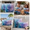 thumbnail image 5 of Blue Purple Pink Floral Marble Outdoor Waterproof Pillow Covers, Contemporary Abstract Art Decorative Square Throw Pillowcase Sofa Cushion Sham for Patio/Couch/Chair, 16"x16" 2 Pack, 5 of 8